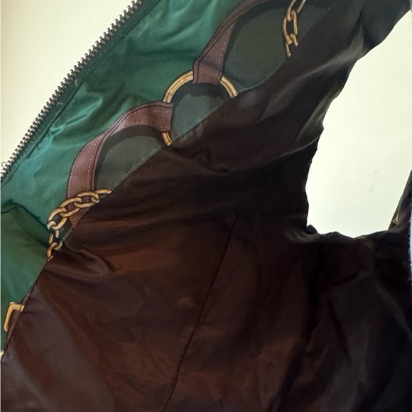 Michael Kors Bold Logo Print Puffer Vest Zip Front Equestrian Purse Straps Chain - Picture 8 of 9